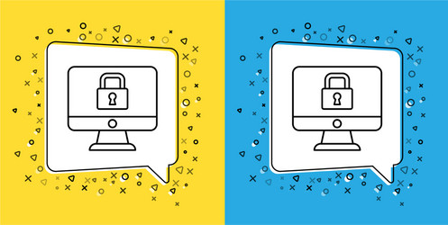 set line lock on computer monitor screen icon vector image