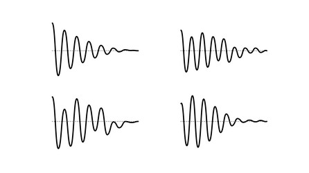 sinusoid fading signal set black curve sound wave vector image