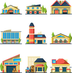 Warehouse flat icons set Royalty Free Vector Image
