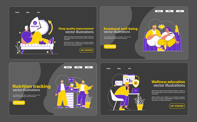wellness monitoring set for web use highlights vector image