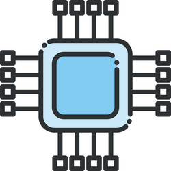 big data motherboard line and fill style icon vector image