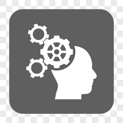 brain mechanics rounded square button vector image