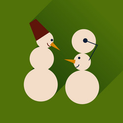 flat web icon with long shadow snowmen vector image