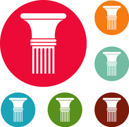 Fluted column icons circle set vector