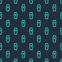 Green Coffin Pattern with Christian Cross vector image