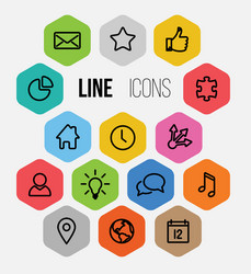 modern hexagonal thin line icon collection vector image