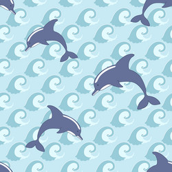 Seamless pattern with dolphins vector