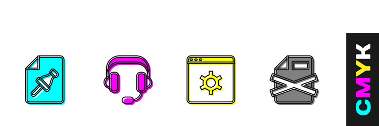set note paper with push button headphones vector image
