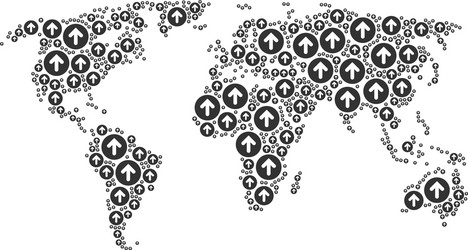 worldwide atlas pattern of rounded arrow items vector image