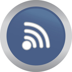 An isolated blue label with a web icon vector