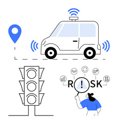 autonomous vehicle navigation with risk analysis vector image