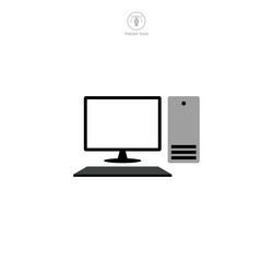 desktop computer icon symbol isolated on white vector image