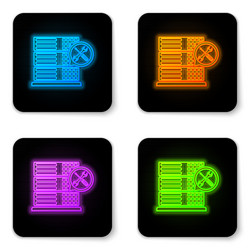 glowing neon database server with screwdriver vector image