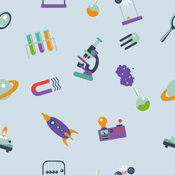 seamless pattern with cartoon science elements vector image