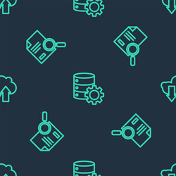set line server and gear document with search vector image