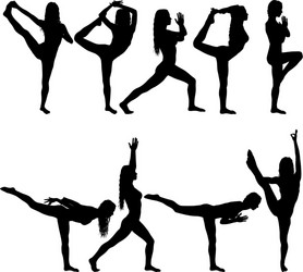 set silhouette girl on yoga class in pose Vector Image