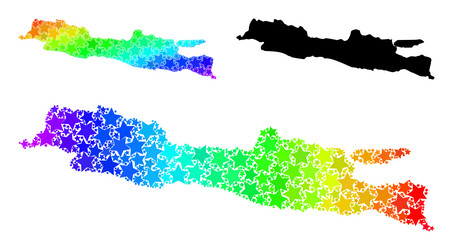 spectral colored gradient stars mosaic map of java vector image