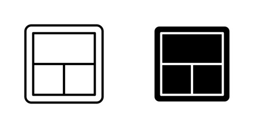 table layout icons set in filled and strokes vector image