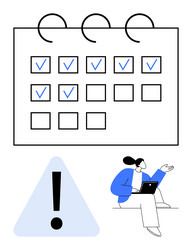 task management with calendar deadline alert vector image
