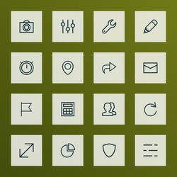 user icons line style set with equalizer pencil vector image
