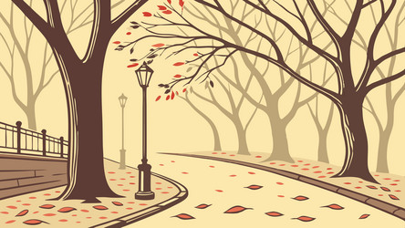 winter park path with bare trees and bench design vector image