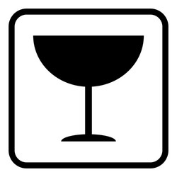 fragile flat icon with black frame isolated vector image