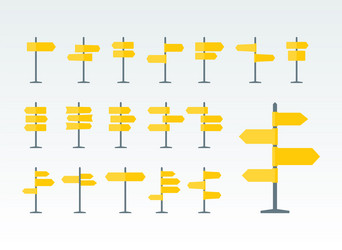 road signs and pointers flat icons set vector image