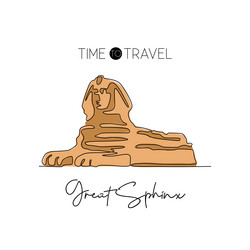 single continuous line drawing great sphinx vector image