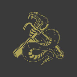 snake on barber razor design element for poster vector image