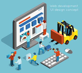 web development and ui design concept in flat 3d vector image