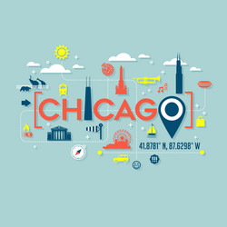 chicago icons and typography design vector