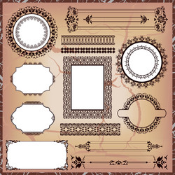 collection of abstract floral pattern on brown vector image