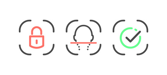 Facial recognition system linear design elements vector