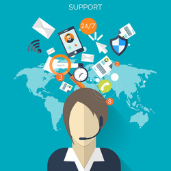 flat support service background temwork concept vector image