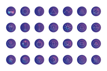 isolated futuristic gradient style icon set vector image