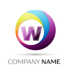 Letter w logo symbol in the colorful circle vector