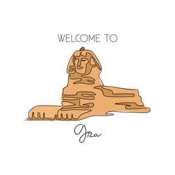 One continuous line drawing of great sphinx vector