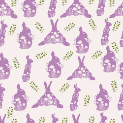 seamless pattern of stencil rabbits in the grass vector image