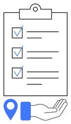 task checklist on clipboard with hand offering vector image