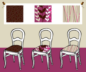 three upholstered chairs vector