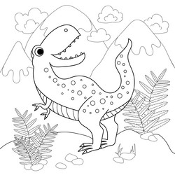 Tyrannosaurus Rex Coloring Page Vector Image