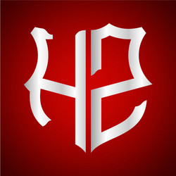 initials h z shield shape with silver color vector image