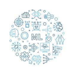 ml concept round line banner machine learning vector image