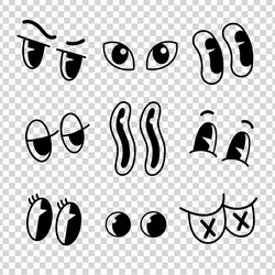 retro cartoon old animation eyes groovy vintage vector