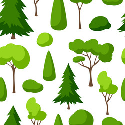 seamless pattern with trees spruces and bushes vector image