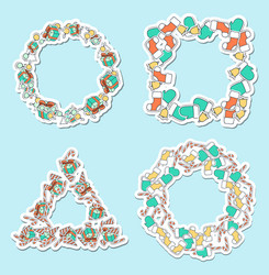 Set 4 christmas framework from festive elements vector