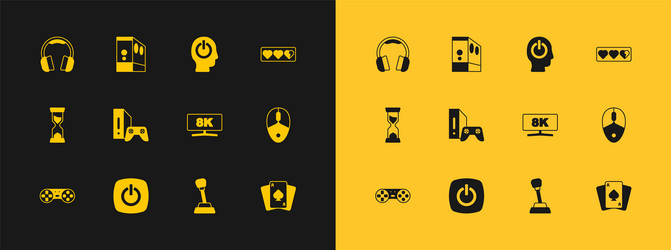 set game life bar power button computer monitor vector image