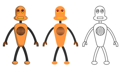 Set robot boy in different style isolated vector