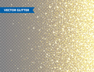 Sparkling golden glitter on transparent vector