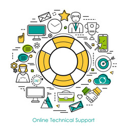 technical support online - line concept vector image